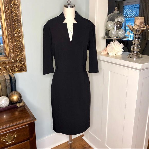 Tahari Dresses & Skirts - Tahari High Neck Black Stretch Sheath Dress